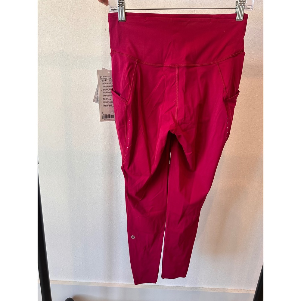 Lululemon Fast and Free High-Rise Tight 25 Pockets Pink Nulux Running Leggings 8 - Picture 5 of 5